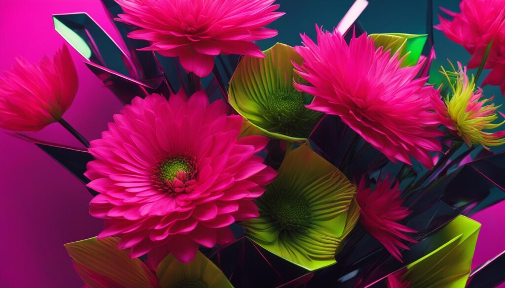 neon pink and cyber lime floral arrangements